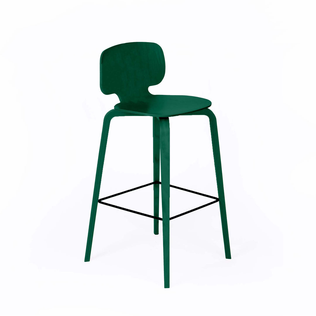 Chaise de bar en bois et metal vert