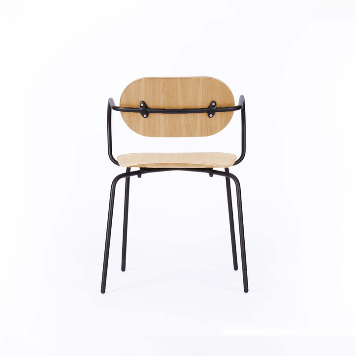 chaise design en hetre clair et metal
