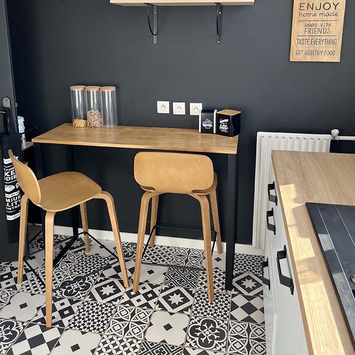 chaise haute en bois table cuisine