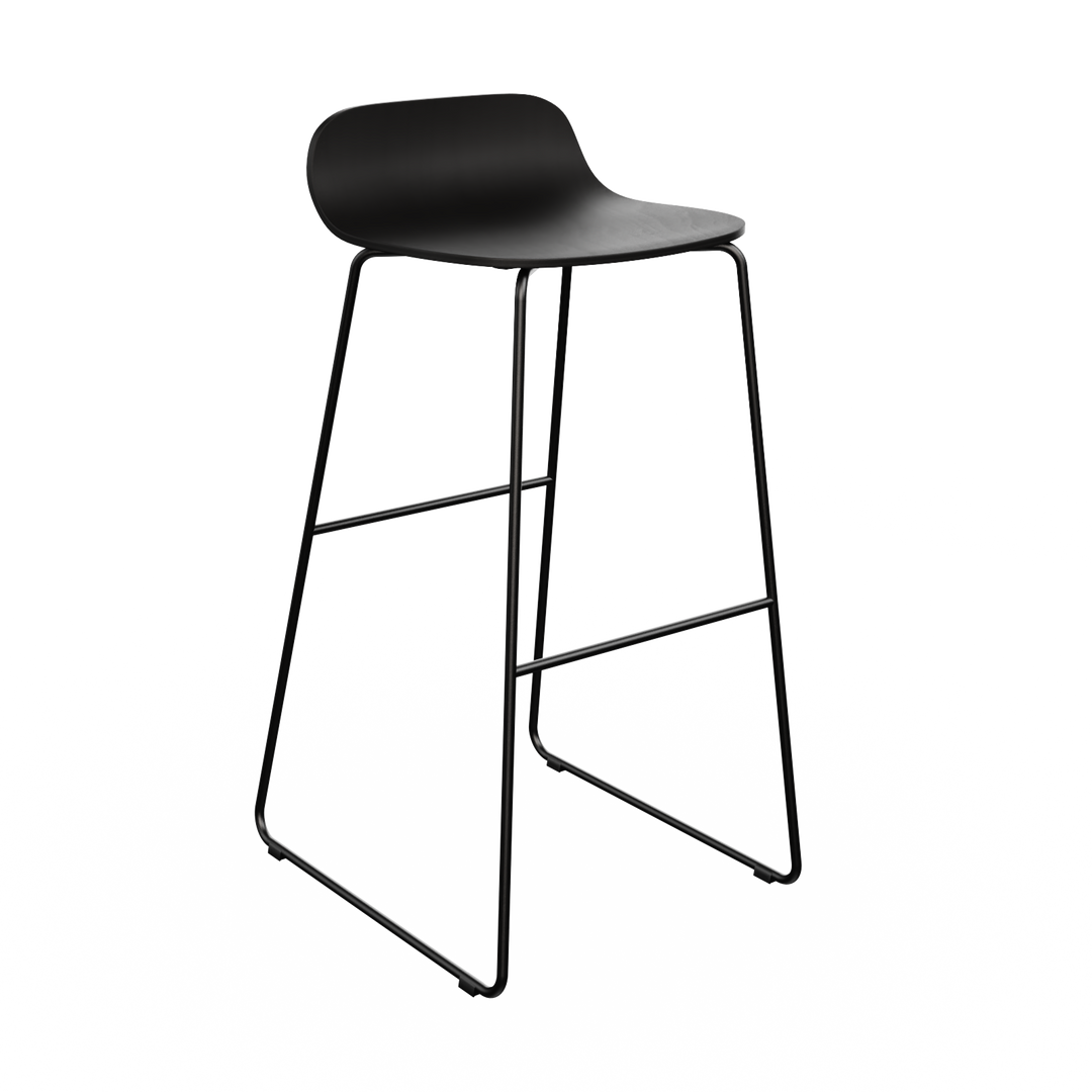Chaise de bar en bois noir et metal