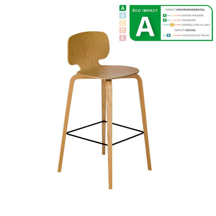 chaise de bar en hêtre vernis teinté