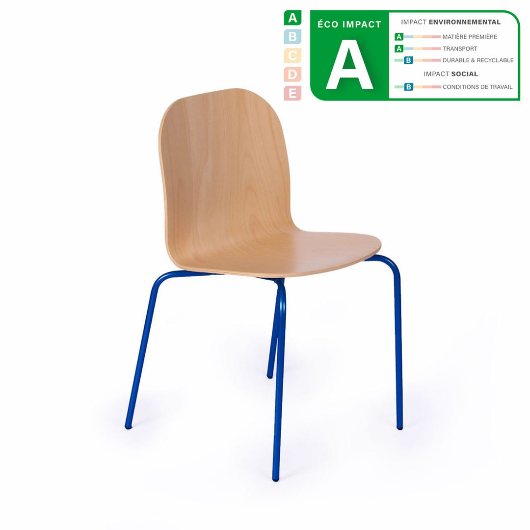 chaise avec pied bleu