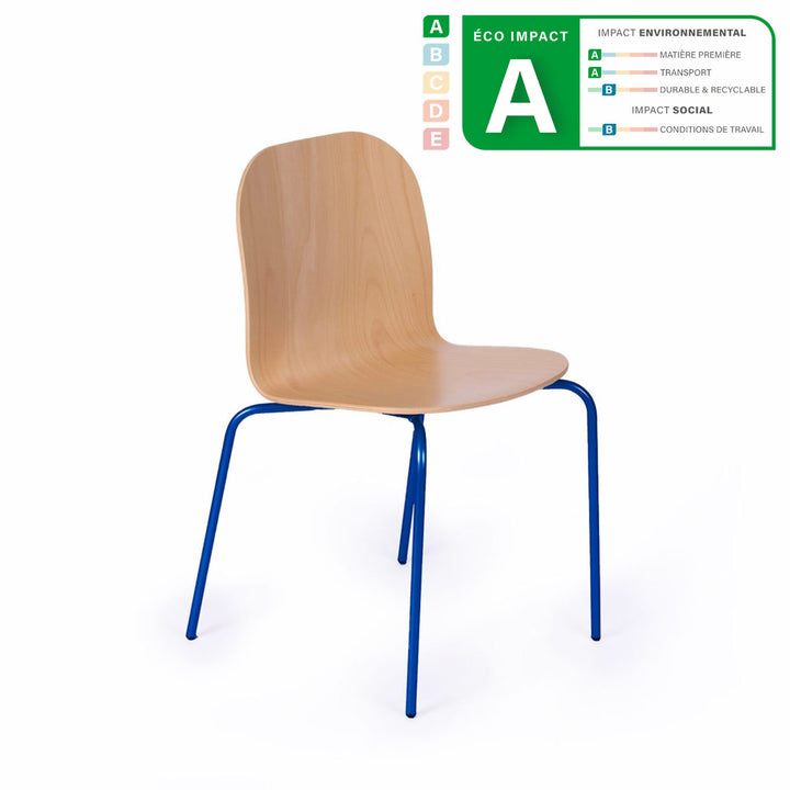 chaise avec pied bleu