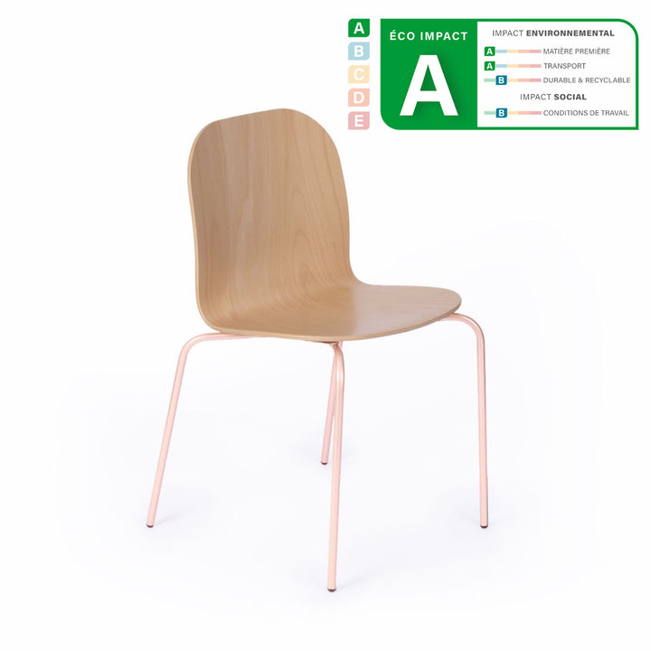 chaise avec pied rose pastel