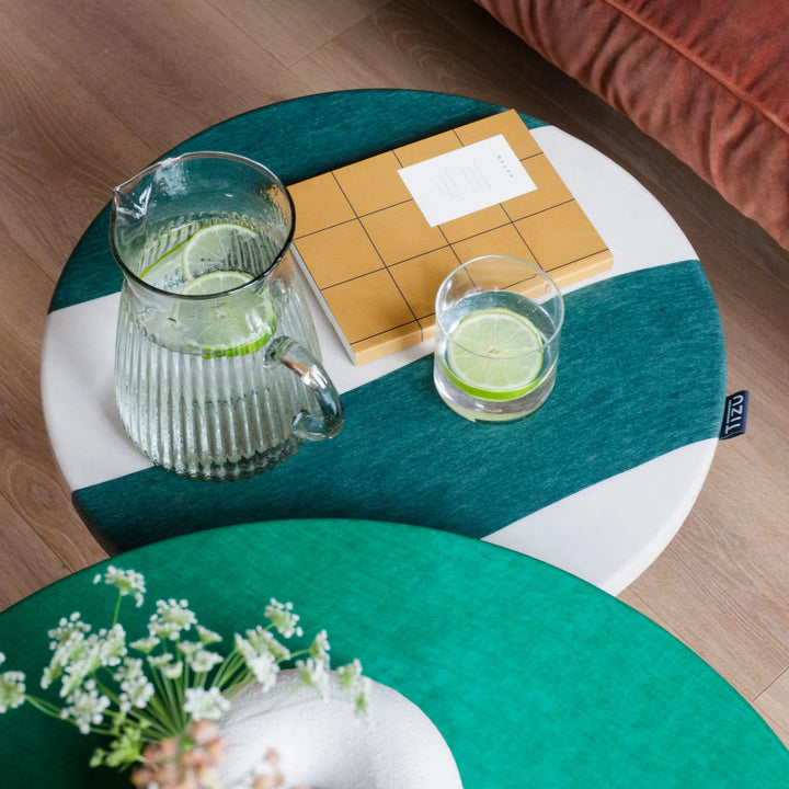 Table gigogne sable et menthol