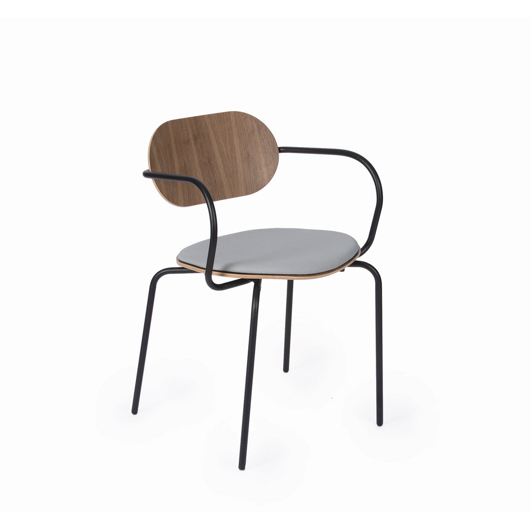 chaise design en metal et noyer
