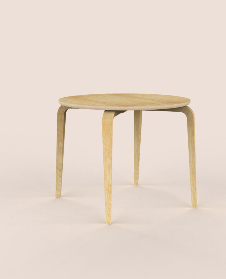 Table de salon ronde en bois et chêne