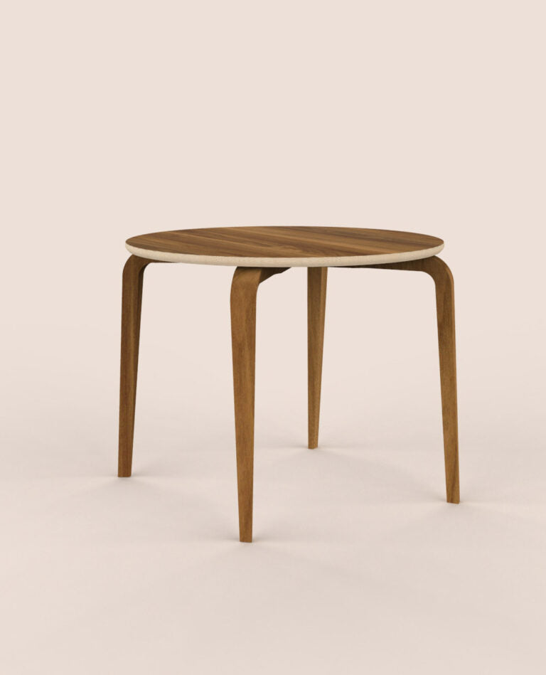 Table de salon ronde en bois et hêtre