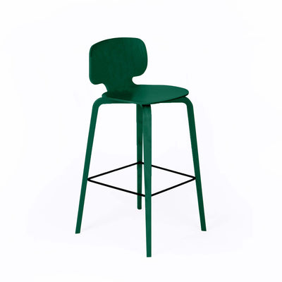 Chaise de bar en bois et metal vert 