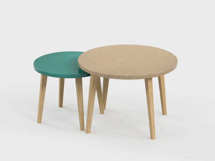 Table gigogne camel et eucalyptus