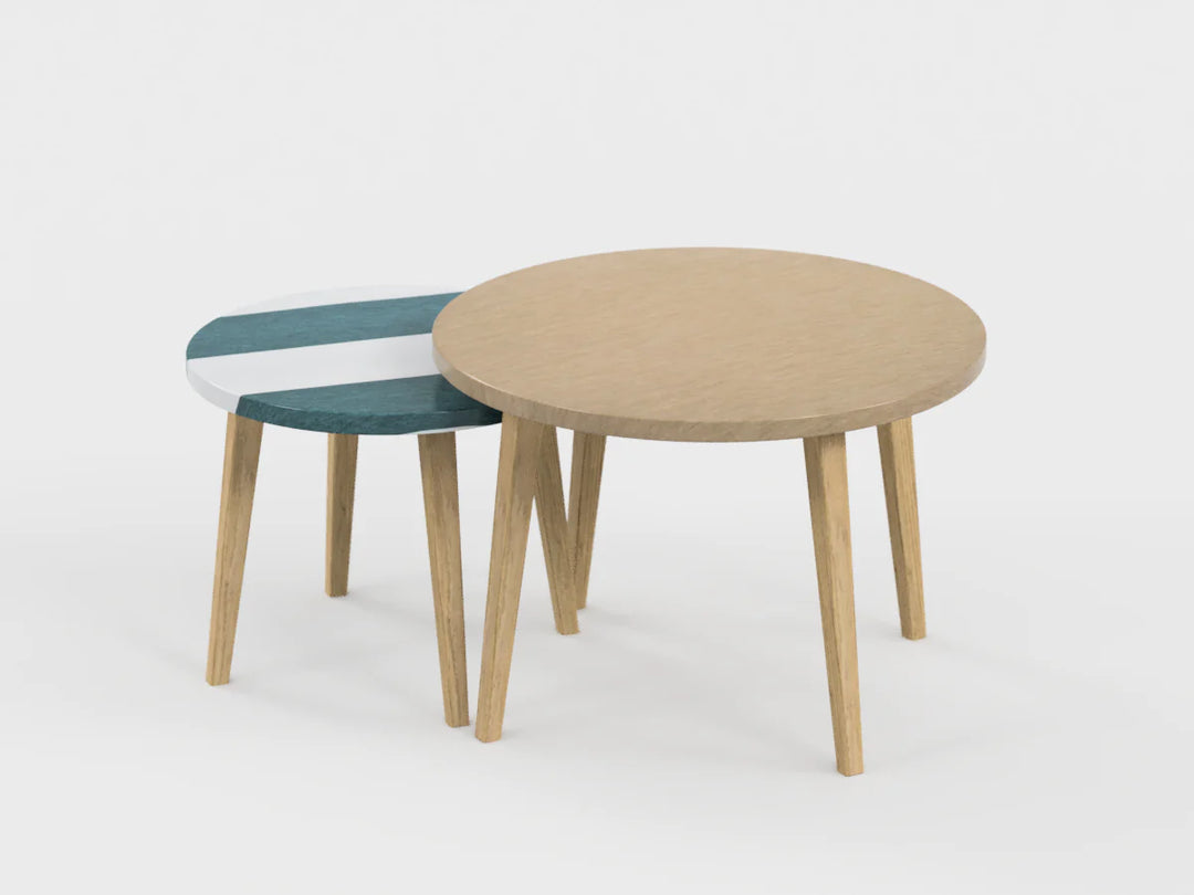 Table gigogne camel et menthol