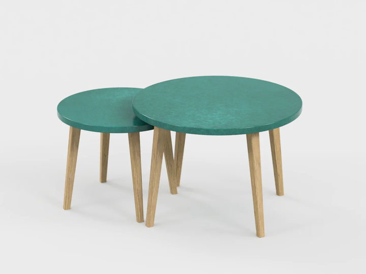 Table gigogne Terre de Sienne et eucalyptus