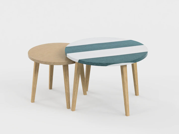 Table gigogne camel et Terre de Sienne 
