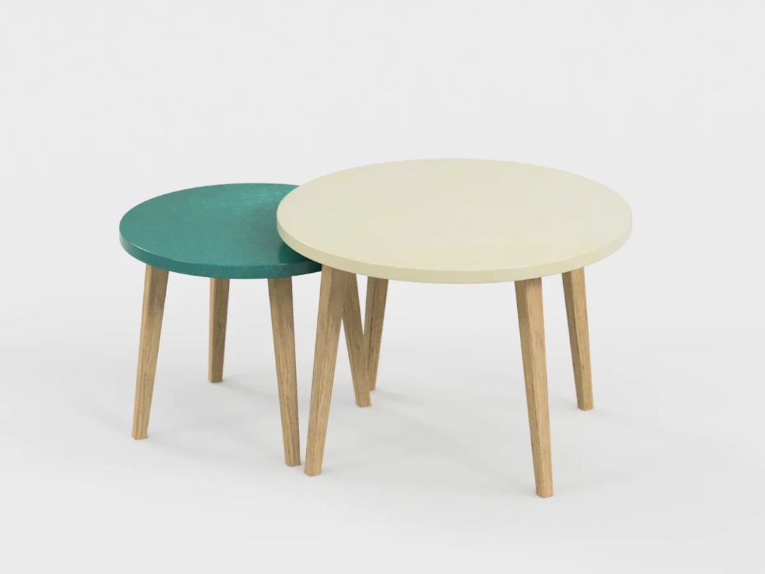 Table gigogne menthol et camel 