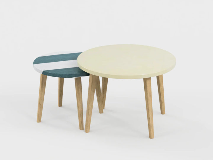 Table gigogne menthol et Terre de Sienne 
