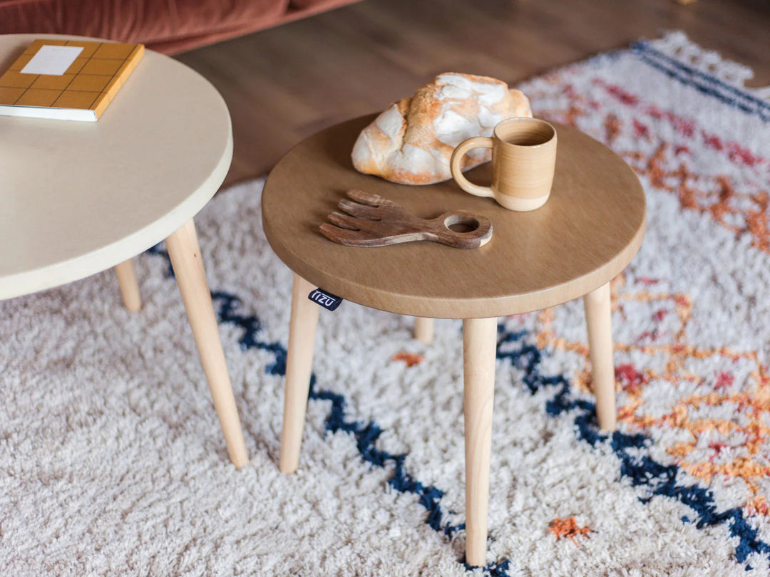 Table gigogne sable et eucalyptus