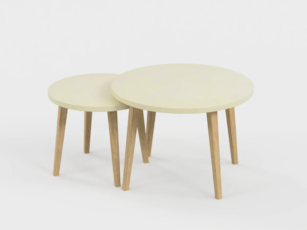 Table gigogne bois et blanc 